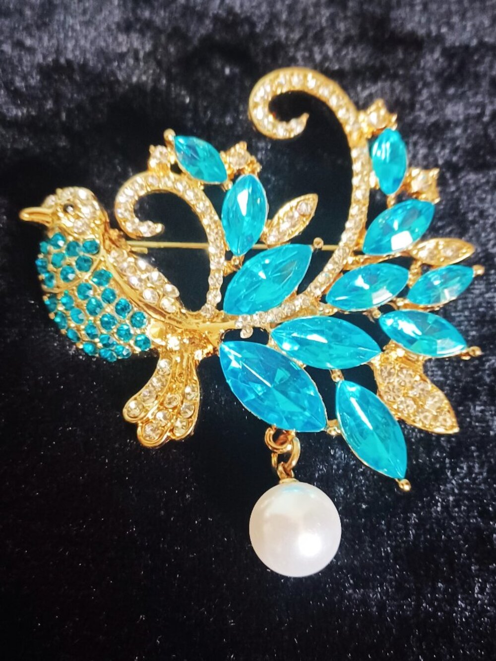 Exceptional 3" Blue Bird Brooch